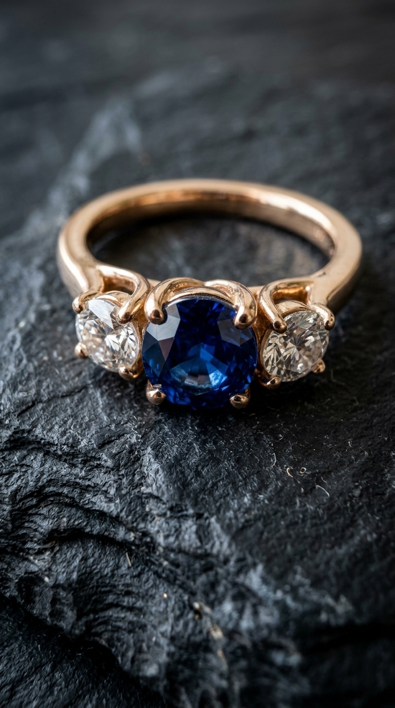 Ring "Rose Azure" — Sapphire macro