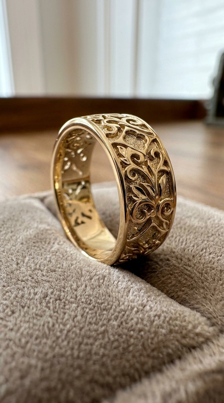 Alliance « Rinceaux » — Or jaune gravé